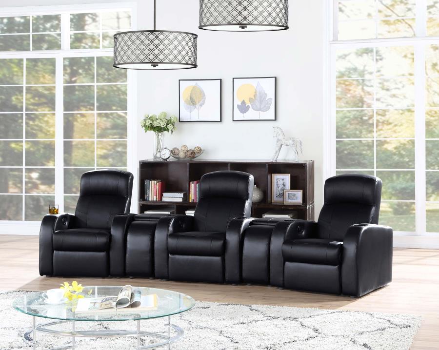 Cyrus Upholstered Home Theater Storage Wedge Console Black - 600002