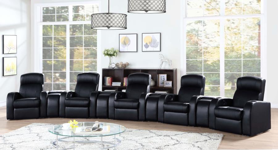 Cyrus Upholstered Home Theater Storage Wedge Console Black - 600002