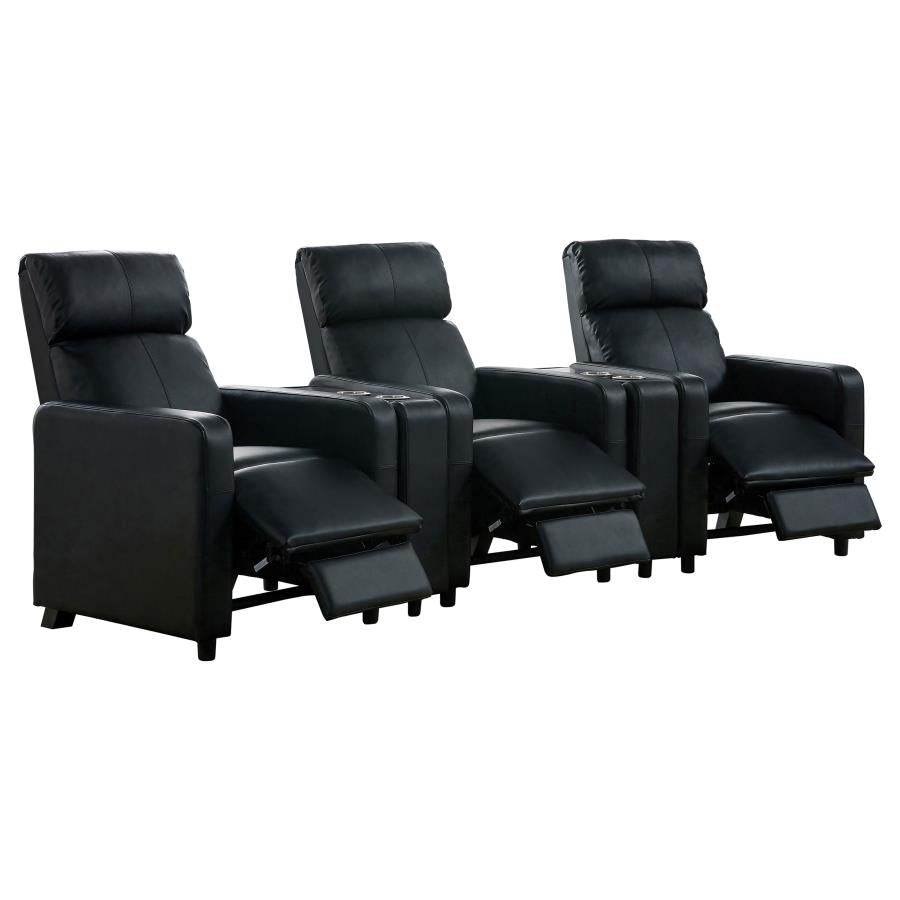 Toohey Upholstered Tufted Recliner Living Room Set Black - 600181-S3A