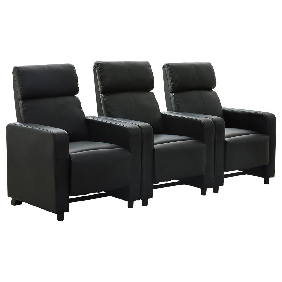 Toohey Upholstered Tufted Recliner Living Room Set Black - 600181-S3B