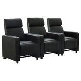 Toohey Upholstered Tufted Recliner Living Room Set Black - 600181-S3B