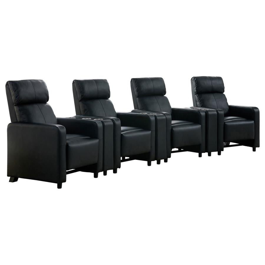 Toohey Upholstered Tufted Recliner Living Room Set Black - 600181-S4A