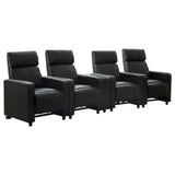 Toohey Upholstered Tufted Recliner Living Room Set Black - 600181-S4B