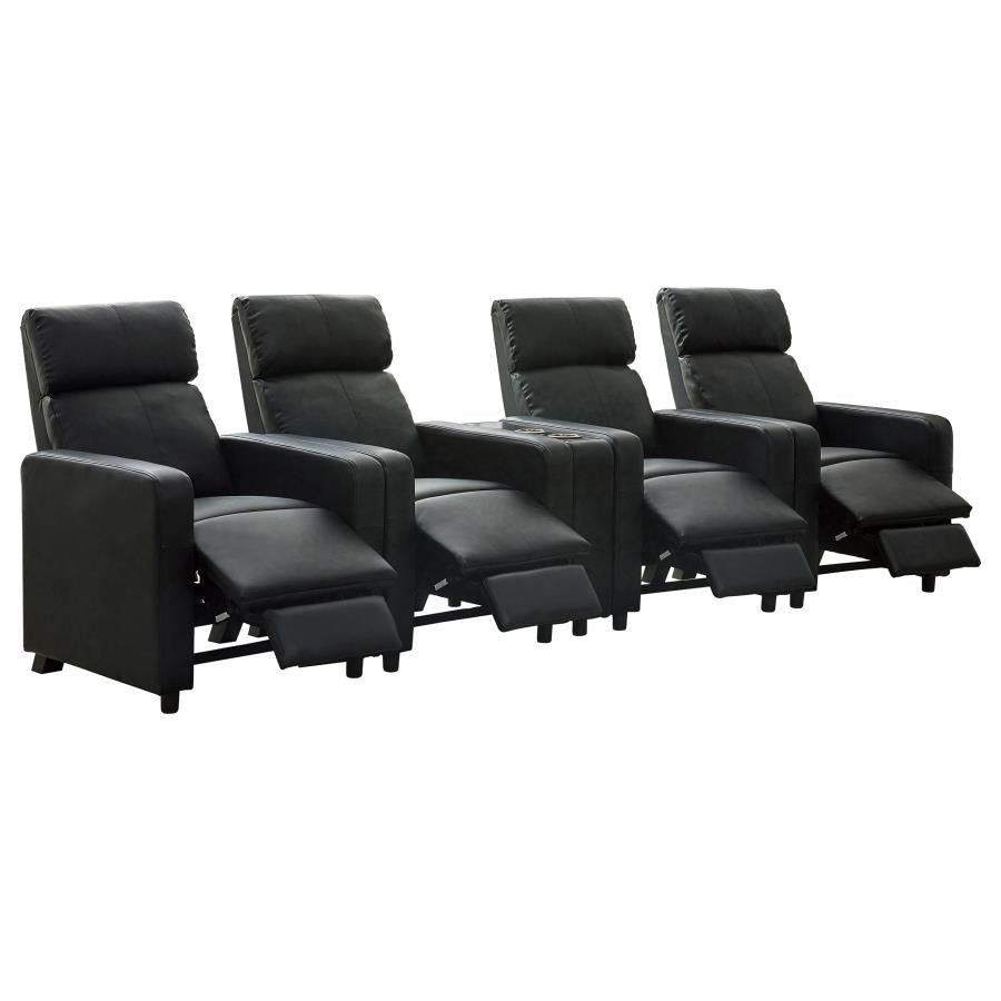 Toohey Upholstered Tufted Recliner Living Room Set Black - 600181-S4B