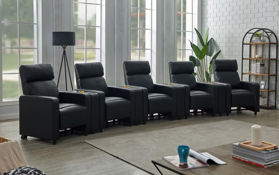 Toohey Upholstered Tufted Recliner Living Room Set Black - 600181-S5A