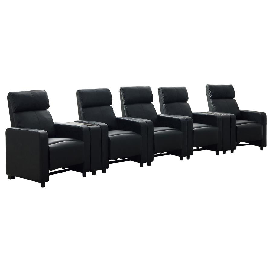 Toohey Upholstered Tufted Recliner Living Room Set Black - 600181-S5B