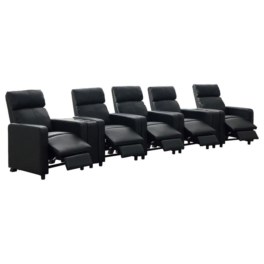 Toohey Upholstered Tufted Recliner Living Room Set Black - 600181-S5B