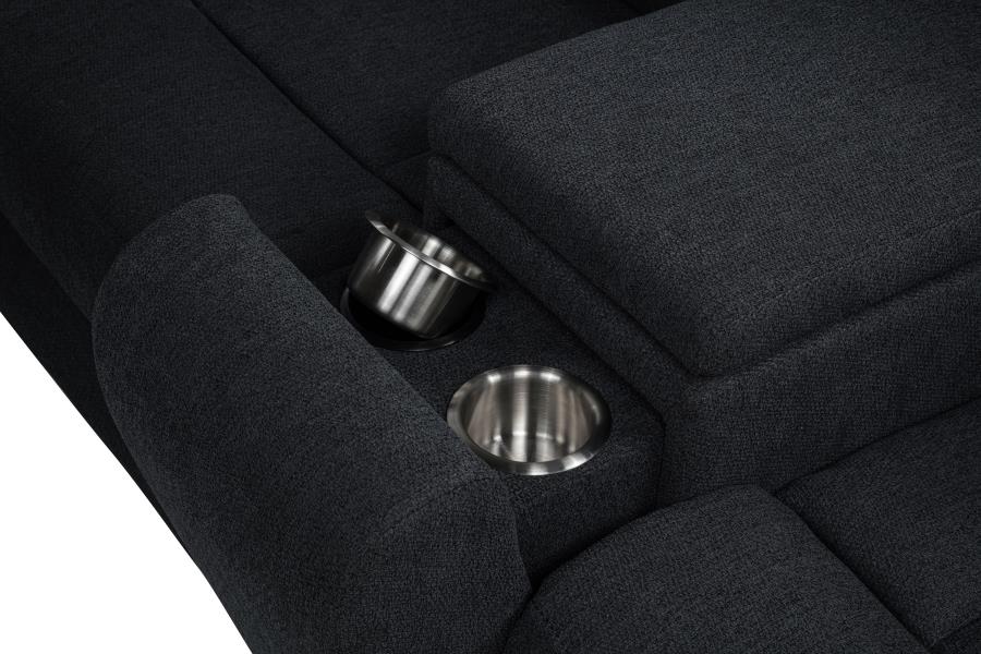 Hagen Upholstered Power Reclining Sectional Sofa Steel Grey - 600500P