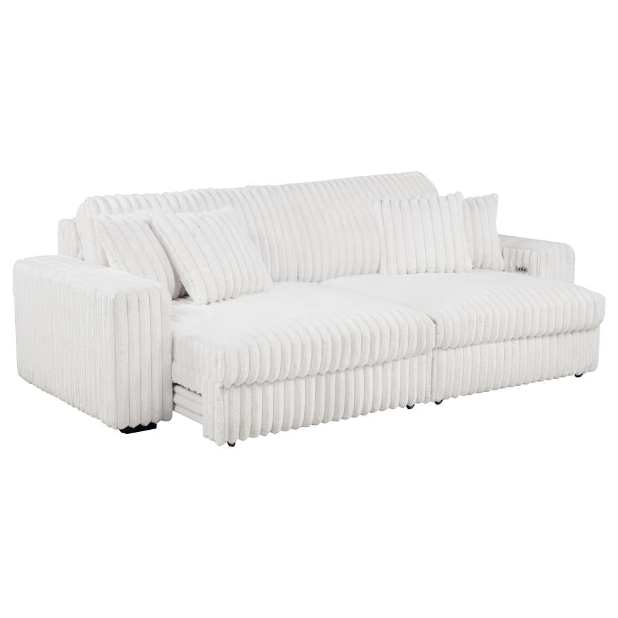 Jacana Corduroy Upholstered Dual Power Chaise Sofa Ivory - 600535P