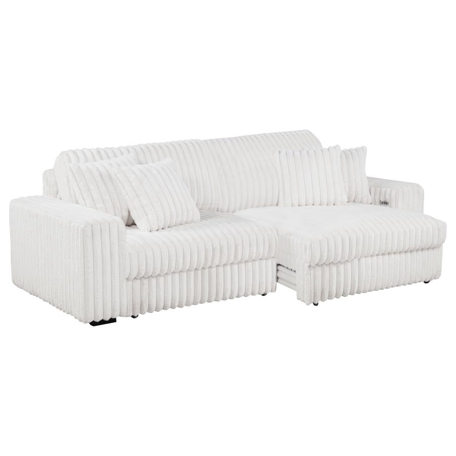 Jacana Corduroy Upholstered Dual Power Chaise Sofa Ivory - 600535P