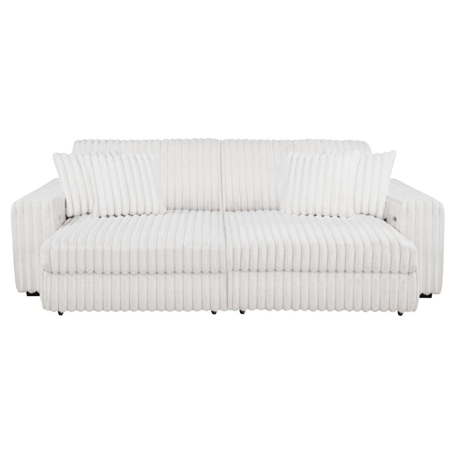Jacana Corduroy Upholstered Dual Power Chaise Sofa Ivory - 600535P