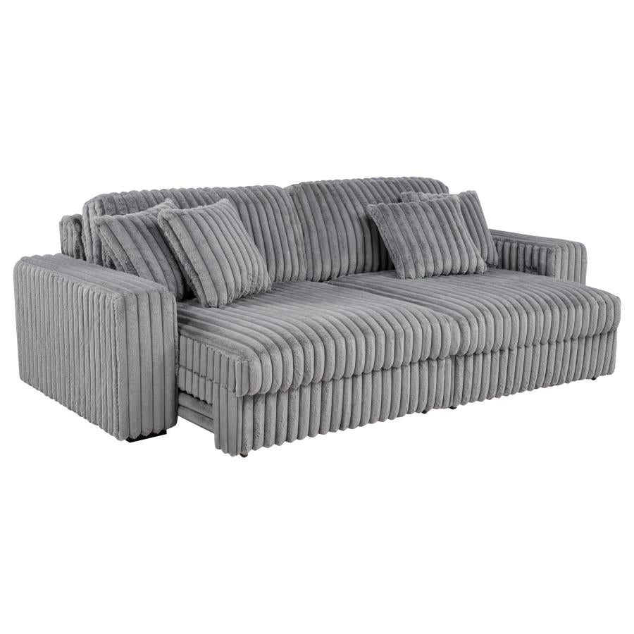 Jacana Corduroy Upholstered Dual Power Chaise Sofa Grey - 600536P