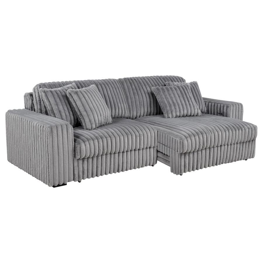 Jacana Corduroy Upholstered Dual Power Chaise Sofa Grey - 600536P