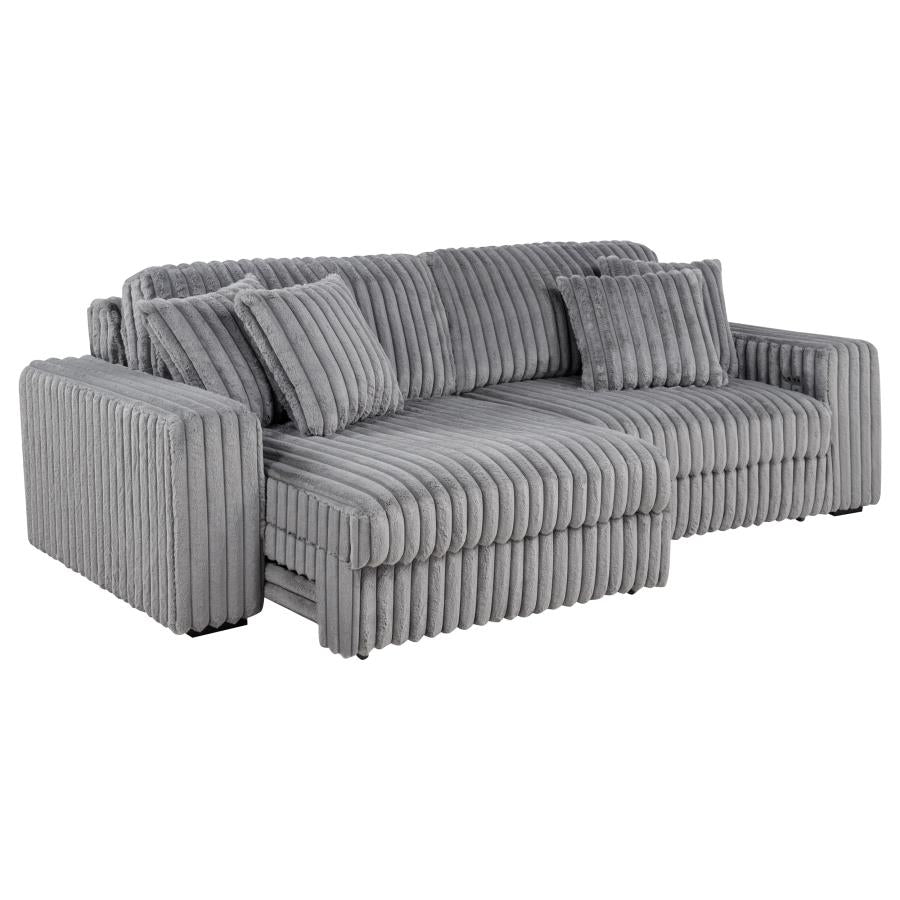 Jacana Corduroy Upholstered Dual Power Chaise Sofa Grey - 600536P