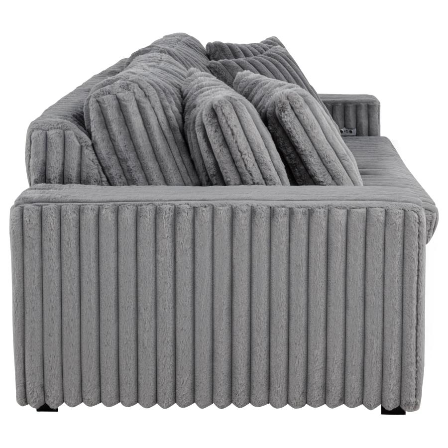 Jacana Corduroy Upholstered Dual Power Chaise Sofa Grey - 600536P