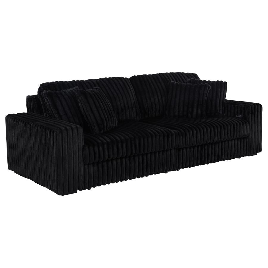 Jacana Corduroy Upholstered Dual Power Chaise Sofa Black - 600537P