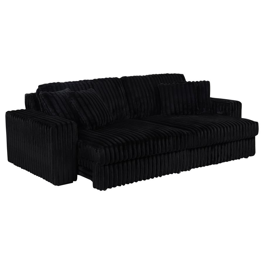 Jacana Corduroy Upholstered Dual Power Chaise Sofa Black - 600537P