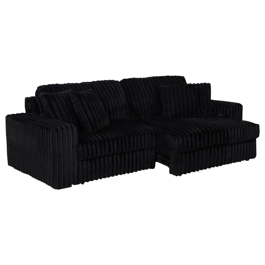 Jacana Corduroy Upholstered Dual Power Chaise Sofa Black - 600537P