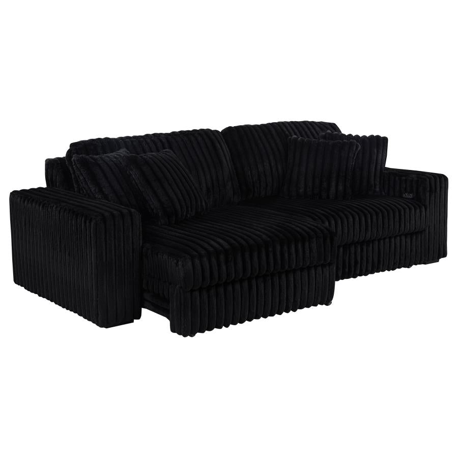 Jacana Corduroy Upholstered Dual Power Chaise Sofa Black - 600537P