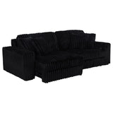 Jacana Corduroy Upholstered Dual Power Chaise Sofa Black - 600537P