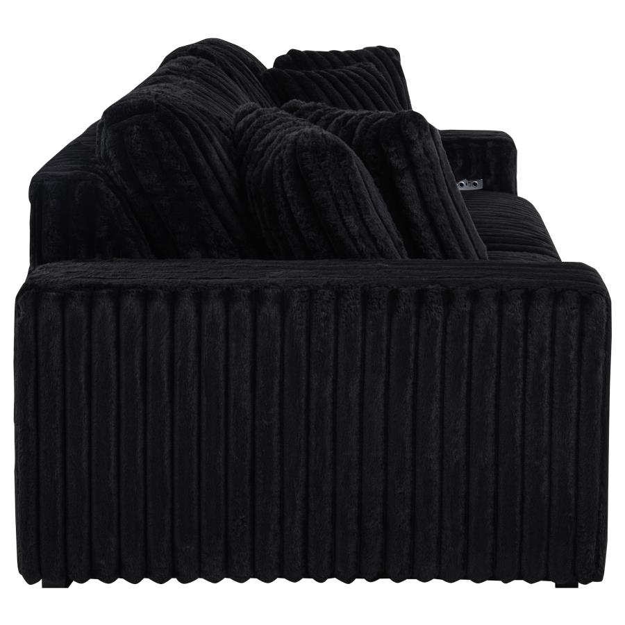 Jacana Corduroy Upholstered Dual Power Chaise Sofa Black - 600537P