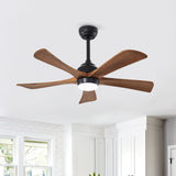 5 Blades Ceiling Fan With Lights Remote Control - Matte Black