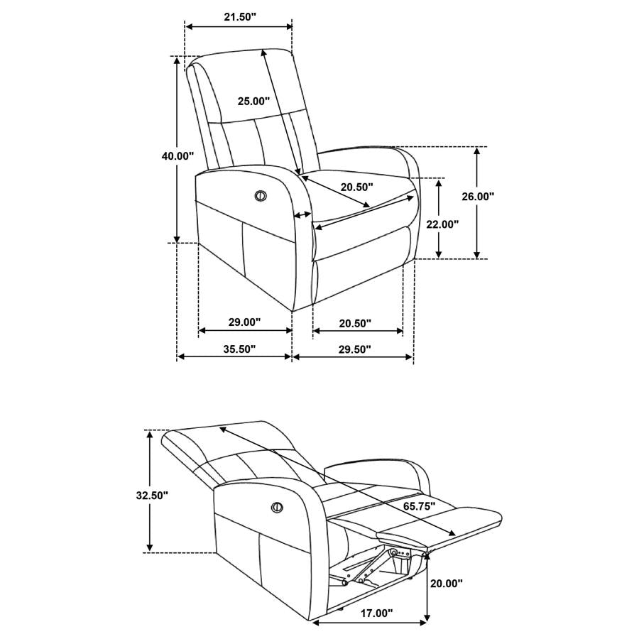 Grant Upholstered Power Recliner Chair Grey - 601499P