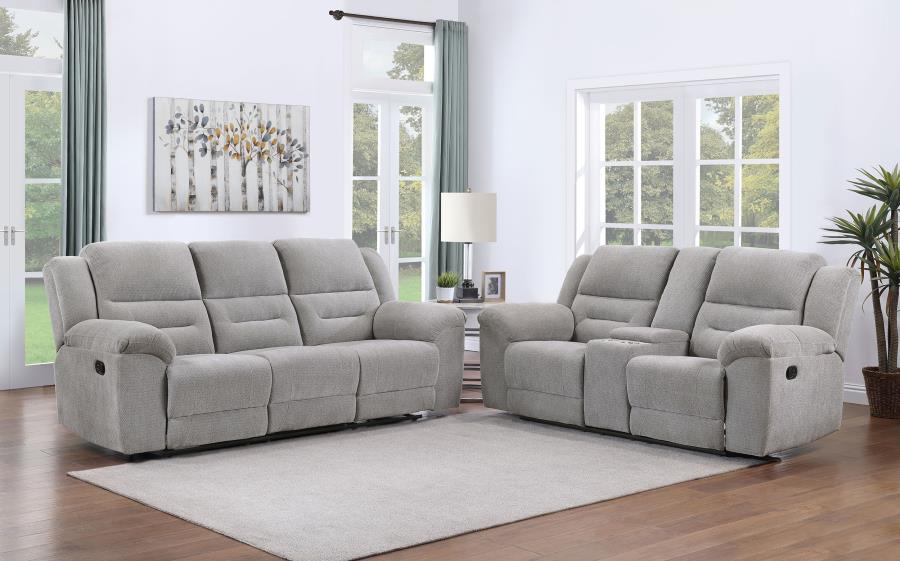 Gilson 2-piece Chenille Upholstered Reclining Sofa Set Grey - 602551-S2