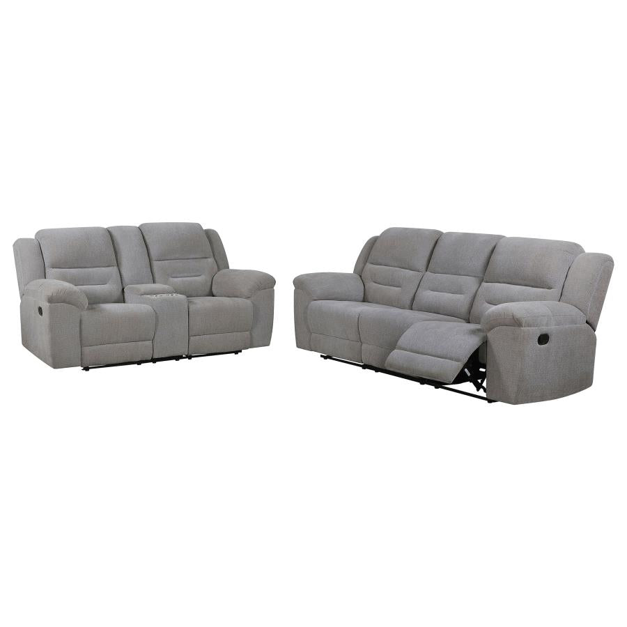 Gilson 2-piece Chenille Upholstered Reclining Sofa Set Grey - 602551-S2