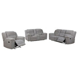 Gilson 3-piece Chenille Upholstered Reclining Sofa Set Grey - 602551-S3