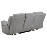 Gilson 3-piece Chenille Upholstered Reclining Sofa Set Grey - 602551-S3