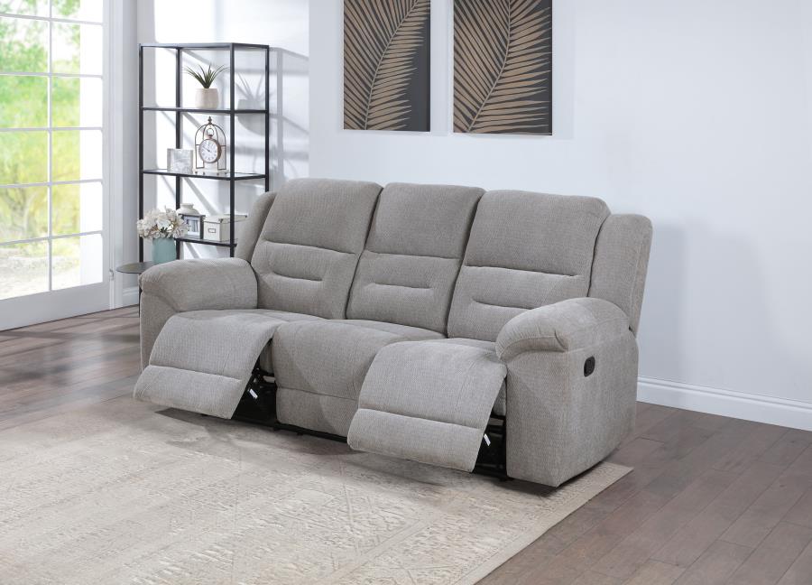 Gilson Chenille Upholstered Reclining Sofa Grey - 602551