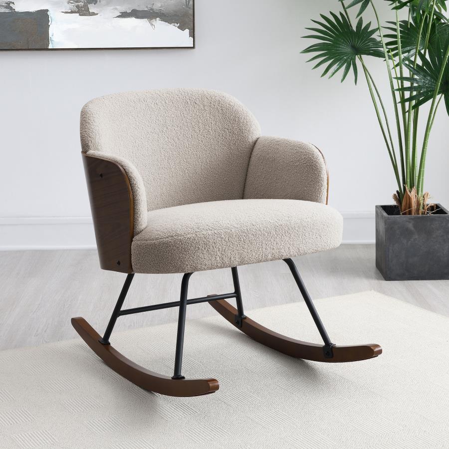 Paige Boucle Upholstered Mid Back Rocking Chair Beige - 602625