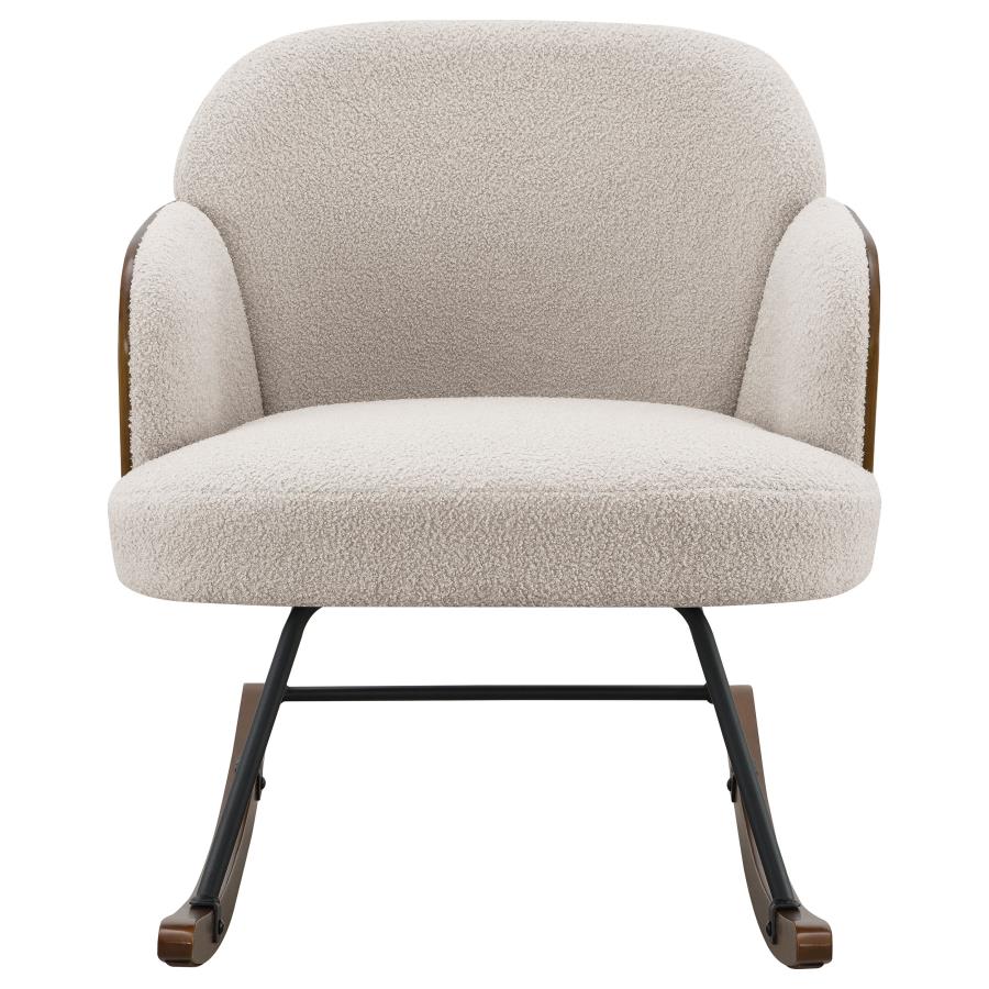 Paige Boucle Upholstered Mid Back Rocking Chair Beige - 602625