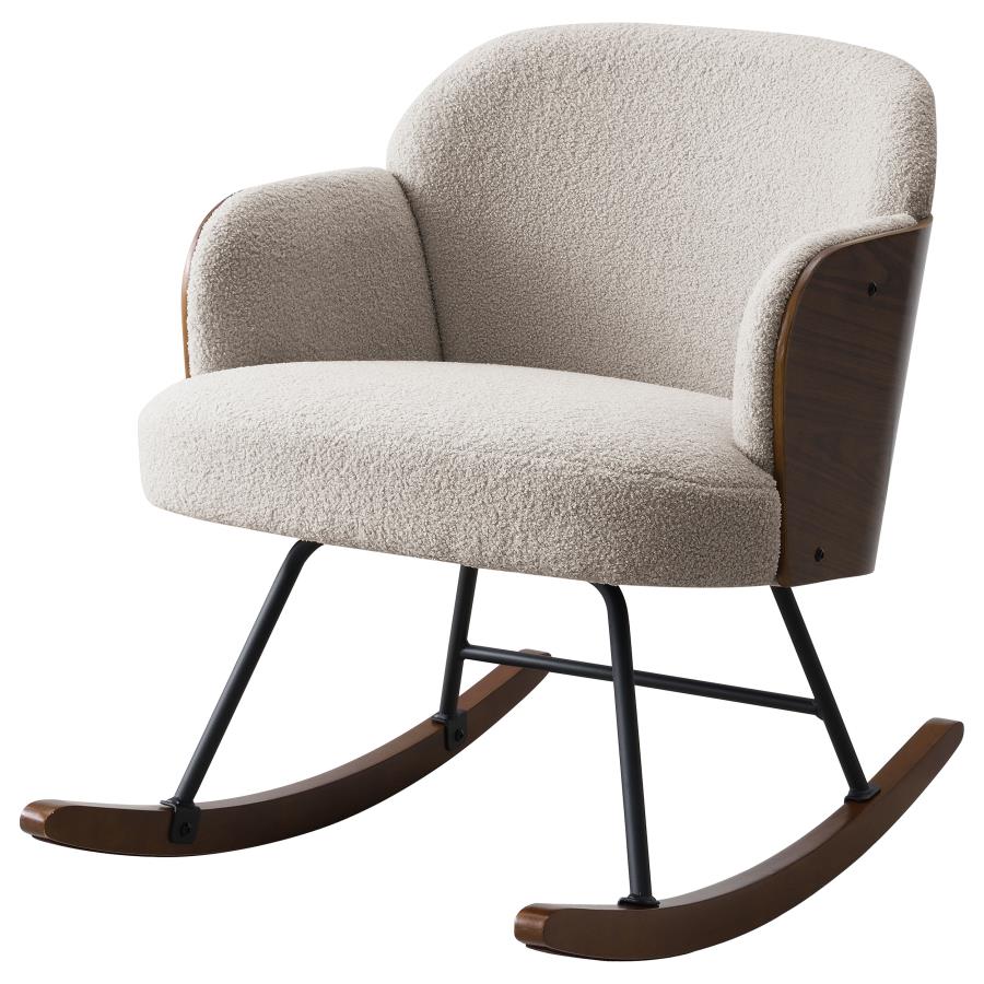 Paige Boucle Upholstered Mid Back Rocking Chair Beige - 602625