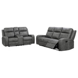 Raelynn 2-piece Upholstered Reclining Sofa Set Grey - 603191-S2