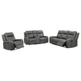 Raelynn 3-piece Upholstered Reclining Sofa Set Grey - 603191-S3