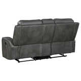 Raelynn 3-piece Upholstered Reclining Sofa Set Grey - 603191-S3