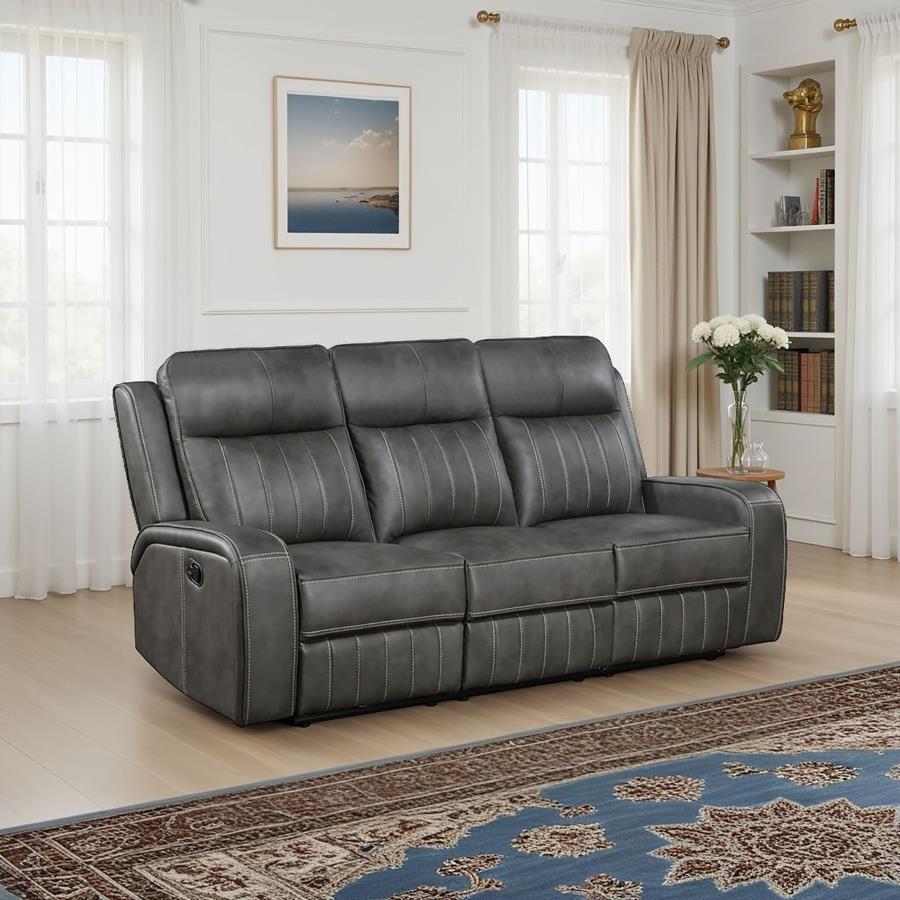 Raelynn Upholstered Track Arm Motion Sofa Grey - 603191