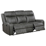 Raelynn Upholstered Track Arm Motion Sofa Grey - 603191