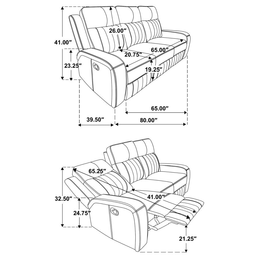 Raelynn Upholstered Track Arm Motion Sofa Grey - 603191
