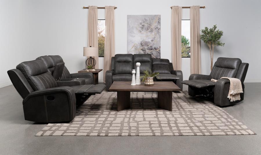 Raelynn Upholstered Track Arm Motion Sofa Grey - 603191