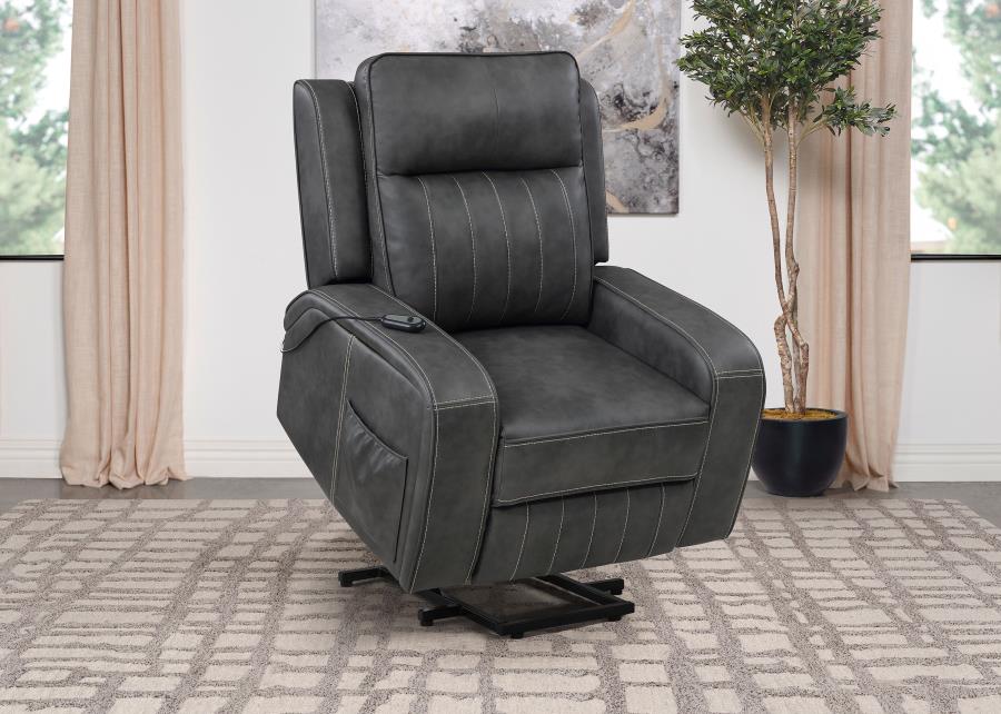 Raelynn Upholstered Power Lift Recliner Chair Grey - 603194P