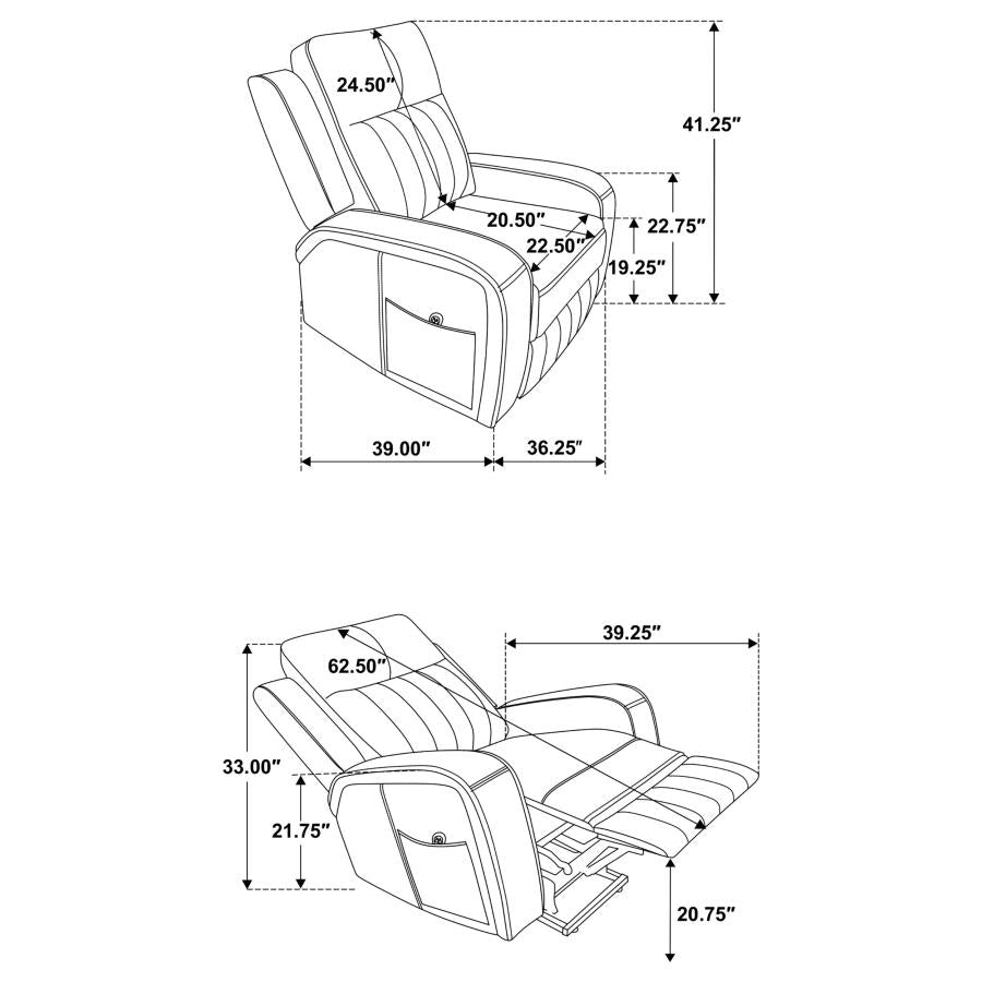 Raelynn Upholstered Power Lift Recliner Chair Grey - 603194P