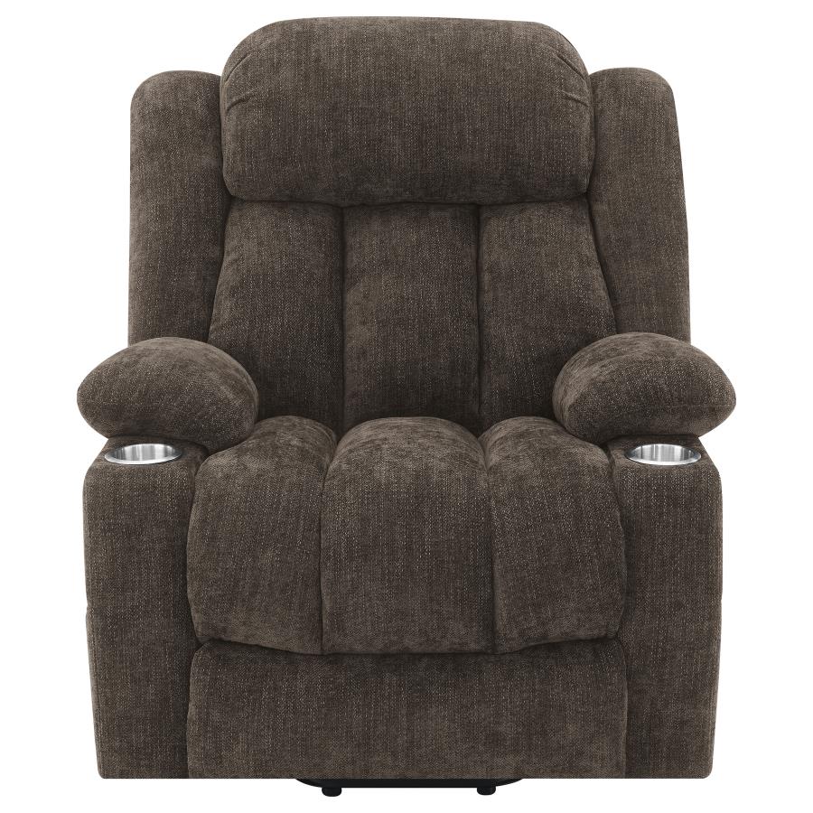 Houston Upholstered Power Lift Recliner Chair Dark Brown - 603233P