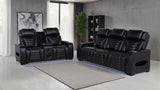 Zuma 2-piece Faux Leather Dual Power LED Sofa Set Black - 603251PP-S2