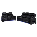 Zuma 2-piece Faux Leather Dual Power LED Sofa Set Black - 603251PP-S2