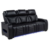 Zuma 2-piece Faux Leather Dual Power LED Sofa Set Black - 603251PP-S2