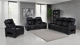 Zuma 3-piece Faux Leather Dual Power LED Sofa Set Black - 603251PP-S3