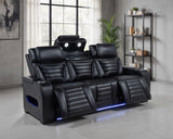 Zuma Faux Leather Dual Power Reclining LED Sofa Black - 603251PP
